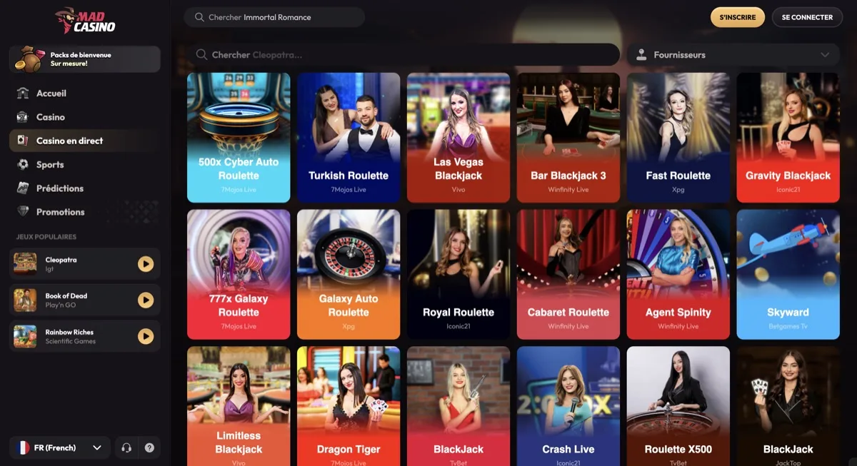 Screenshot MadCasino casino en ligne paypal originals crash